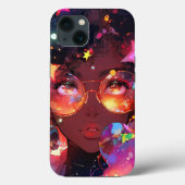 Schattig anime meisje Afro-Amerikaanse kunst Case-Mate iPhone Case (Achterkant)