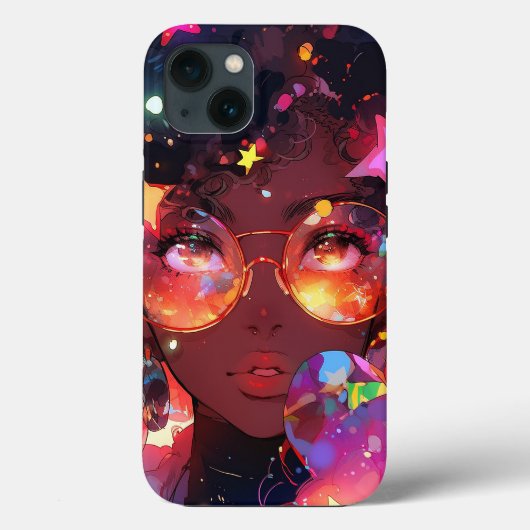 Schattig anime meisje Afro-Amerikaanse kunst Case-Mate iPhone Case (Achterkant)
