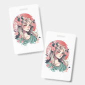 Schattig Anime Meisje Badge (Voor- en achterkant)