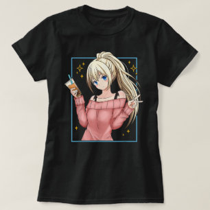 Schattig Anime Meisje Bubble Tea Kunst T-shirt