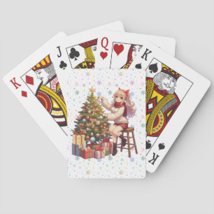 Schattig anime-meisje dat de boom snoeit pokerkaarten