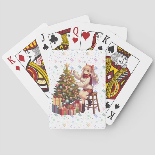 Schattig anime-meisje dat de boom snoeit pokerkaarten (Achterkant)