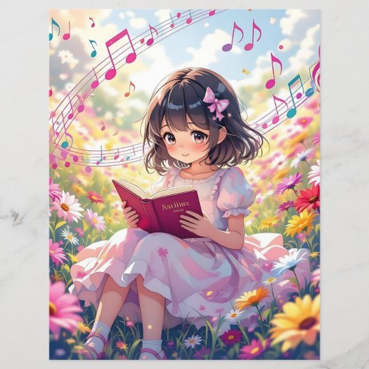 Schattig Anime Meisje dat een Boek Leest (Voorkant)