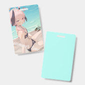 Schattig anime meisje dat van de zomer op het stra badge (Voor- en achterkant)