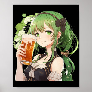 Schattig Anime Meisje Gelukkiger St. Patrick's Dag Poster