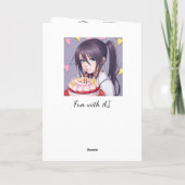 Schattig anime meisje gepersonaliseerde verjaardag kaart (Achterkant)