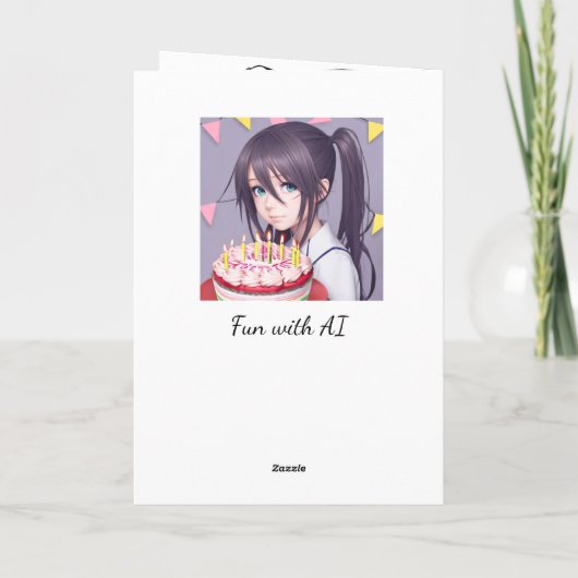 Schattig anime meisje gepersonaliseerde verjaardag kaart (Achterkant)