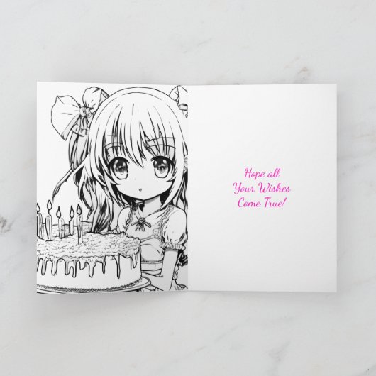 Schattig anime meisje gepersonaliseerde verjaardag kaart (Binnen)