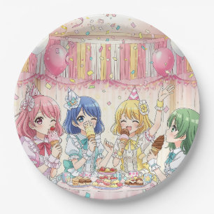 Schattig Anime Meisje Ijs Verjaardagsfeestje Papieren Bordje