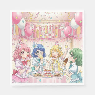 Schattig Anime Meisje Ijs Verjaardagsfeestje Servet