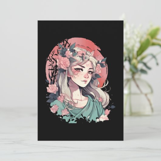 Schattig Anime Meisje Kaart (Staand voorkant)