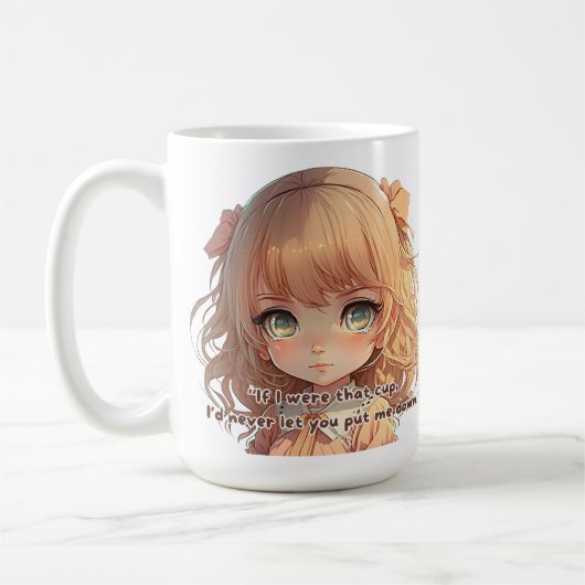 Schattig anime meisje koffiemok (Links)