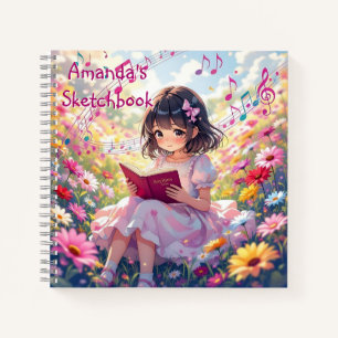 Schattig Anime Meisje Leest een Boek Persoonlijk