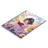 Schattig Anime Meisje Leest een Boek Persoonlijk Notitieboek (Linkerzijde)