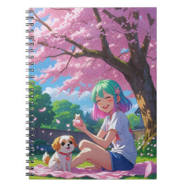 Schattig Anime Meisje met Hondje Notitieboek