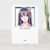 Schattig Anime Meisje met Verjaardagshoed Kaart (Achterkant)