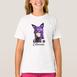 Schattig anime meisje met vos oren gepersonaliseer t-shirt