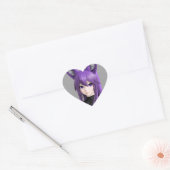 Schattig anime meisje met vossenoren hart sticker (Envelop)