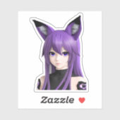 Schattig anime meisje met vossenoren sticker (Vel)