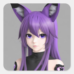 Schattig anime meisje met vossenoren vierkante sticker