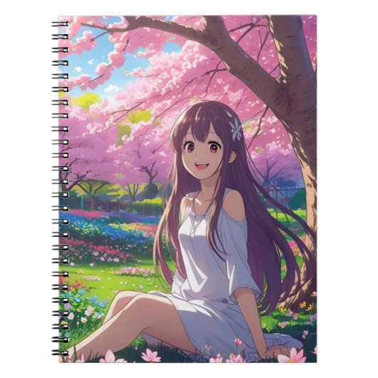 Schattig Anime Meisje Notitieboek (Voorkant)