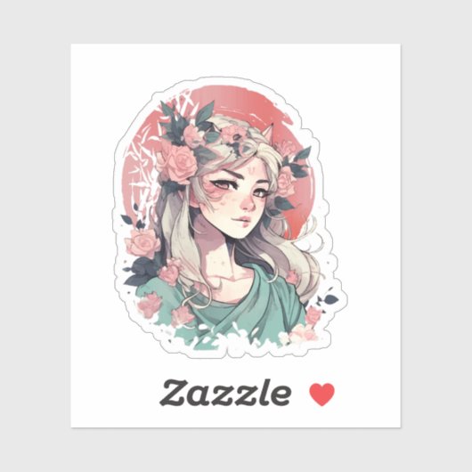 Schattig anime meisje sticker (Vel)