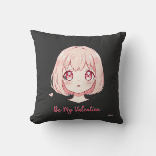 Schattig Anime Meisje - Wees Mijn Valentijn T-Shir Kussen