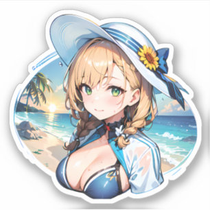 schattig anime meisje zomer sticker
