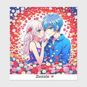 Schattig anime paar romantisch sticker