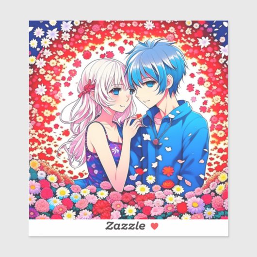 Schattig anime paar romantisch sticker (Vel)