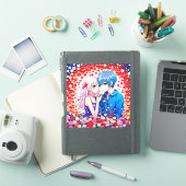 Schattig anime paar romantisch sticker (iPad Cover)
