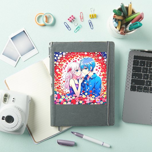 Schattig anime paar romantisch sticker (iPad Cover)