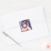 Schattig anime verjaardag meisje vierkante sticker (Envelop)