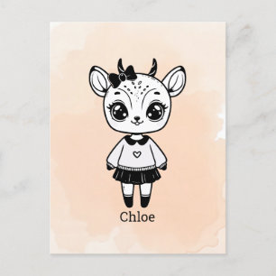Schattig Antelope Girl - Schattige Doodle Design Briefkaart