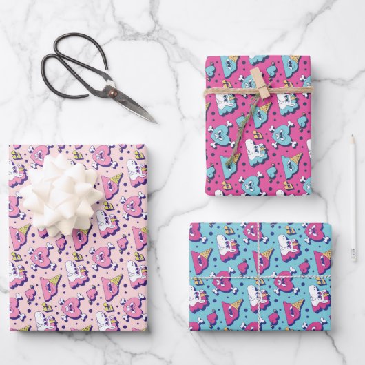 Schattig anti-Valentijnsdag roze hartpatroon Inpakpapier Vel (Voorkant)