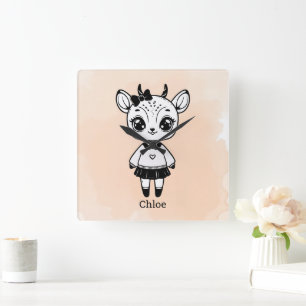 Schattig Antilope Meisje - Cute Doodle Ontwerp Vierkante Klok