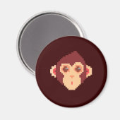 Schattig apengezicht in pixels magneet (Voorkant / Achterkant)