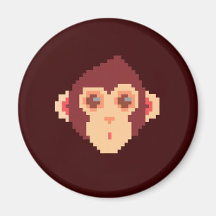Schattig apengezicht in pixels magneet