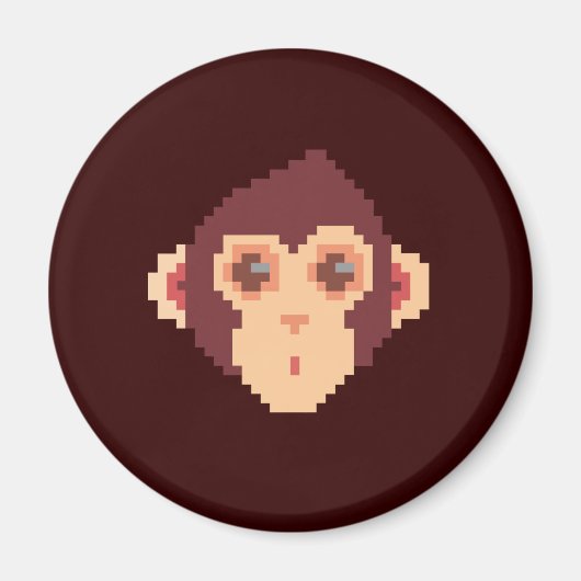 Schattig apengezicht in pixels magneet (Voorkant)