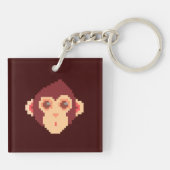 Schattig apengezicht in pixels sleutelhanger (Achterkant)
