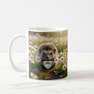 Schattig april egeltje met diamanten hart koffiemok