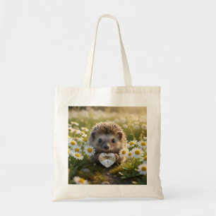 Schattig april egeltje met diamanten hart tote bag