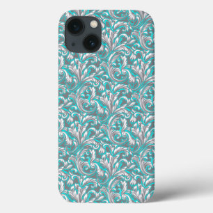 Schattig aqua grijs naadloos bloemmotief Case-Mate iPhone case