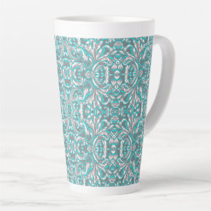 Schattig aqua grijs naadloos bloempatroon latte mok