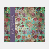 Schattig aqua groen elegant bloemenpatroon fleece deken (Voorkant (Horizontaal))
