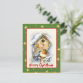 Schattig Aquarel Kerstmis Twee Vogels Sneeuw Besse Feestdagenkaart (Staand voorkant)