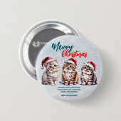 Schattig aquarel kitty kat Santa Prettig kerstfee Ronde Button 5,7 Cm (Voorkant /achterkant)