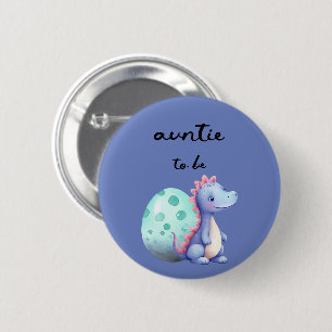 Schattig Aquarel Klein Dino Tante-in-spe Ronde Button 5,7 Cm