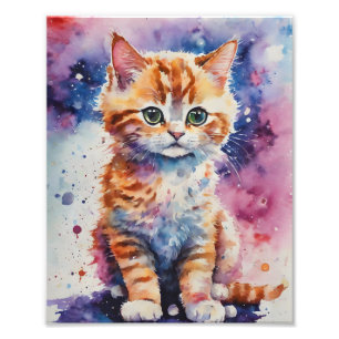 Schattig Aquarel Koperkleurig Kittens  Foto Afdruk