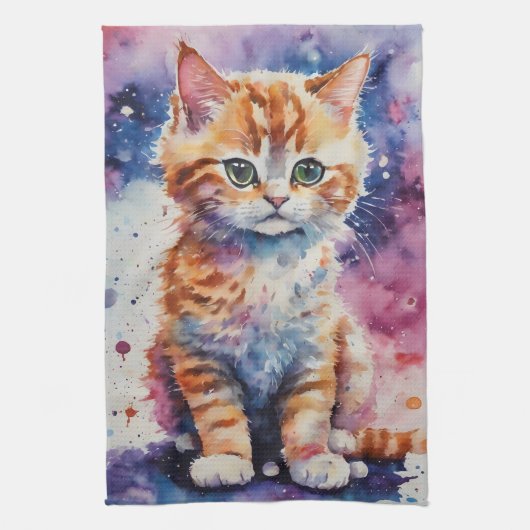Schattig Aquarel Koperkleurig Kittens Theedoek (Verticaal)